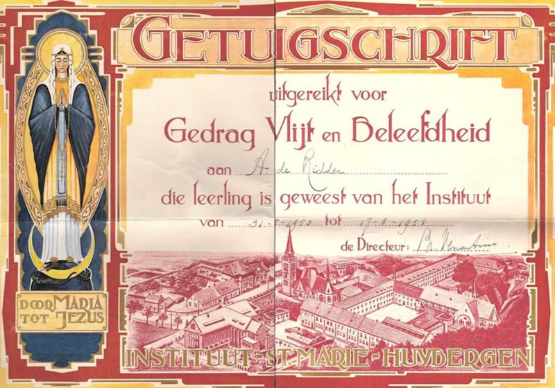 getuigschrift ste marie