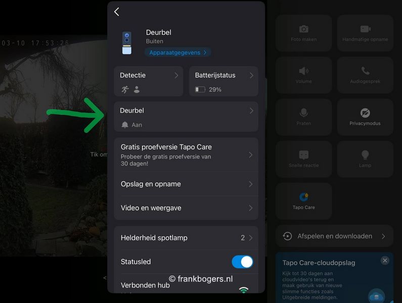 Keis deurbel in de tapo app