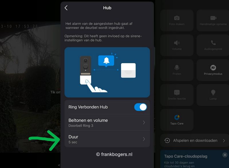 insteltijd deurgong tapo
